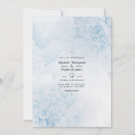 Invitación de boda floral acuarela azul polvorient