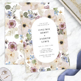 Invitación de boda floral acuarela boho moderna