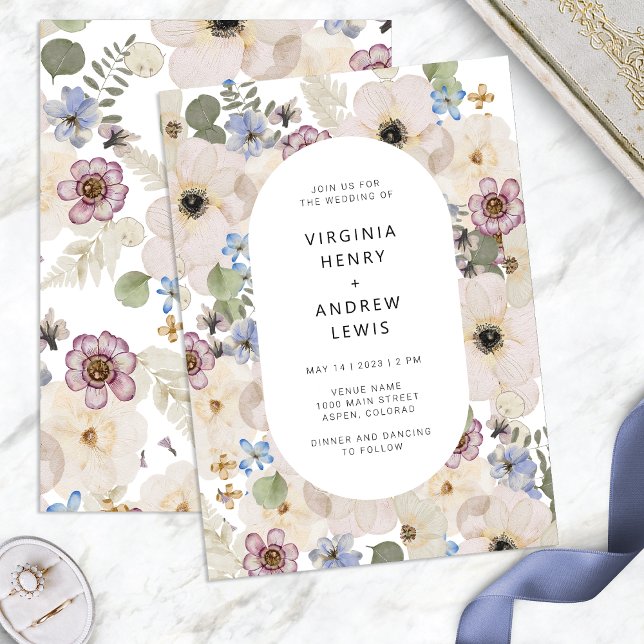 Invitación de boda floral acuarela boho moderna (Modern Boho Watercolor Floral Wedding Invitation by Painted Paperie
)