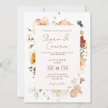 Invitación de boda floral acuarela boho rústica