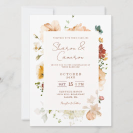 Invitación de boda floral acuarela boho rústica