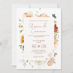 Invitación de boda floral acuarela boho rústica