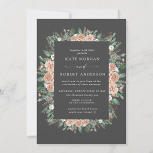 invitación de boda floral acuarela de invierno