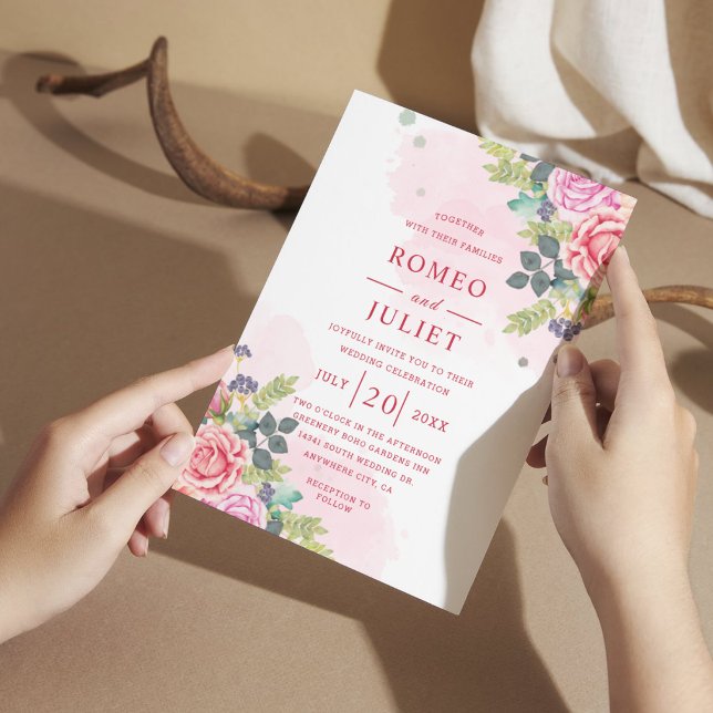 Invitación de boda floral acuarela de jardín de ve (Subido por el creador)