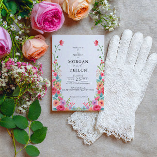 Invitación de Boda Floral Acuarela de Rosa Polvori