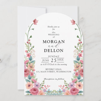 Invitación de Boda Floral Acuarela de Rosa Polvori