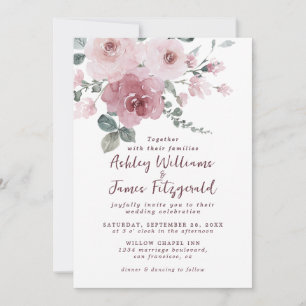 Invitación de boda floral acuarela elegante con to