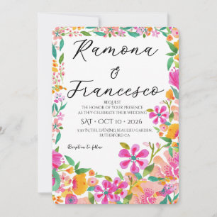 Invitación de boda floral acuarela Fall For You