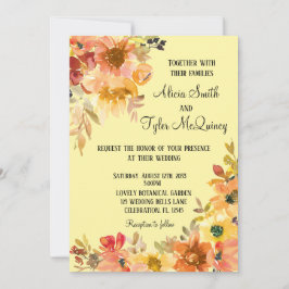 Invitación de Boda Floral Acuarela Otoño Simplista