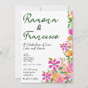 Invitación de boda floral acuarela para enamorarte
