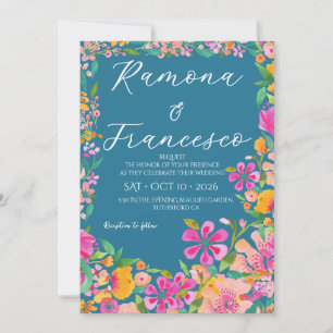 Invitación de boda floral acuarela para enamorarte