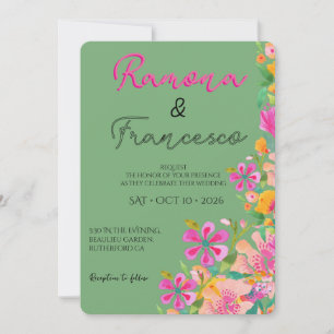 Invitación de boda floral acuarela para enamorarte
