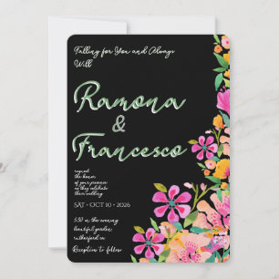 Invitación de boda floral acuarela para enamorarte