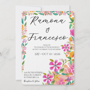Invitación de boda floral acuarela para enamorarte