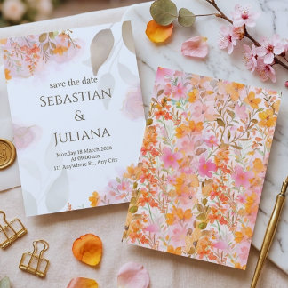 Invitación de boda floral acuarela pastel