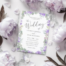 Invitación de boda floral acuarela púrpura boho