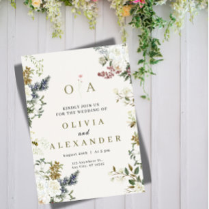Invitación de boda floral acuarela romántica