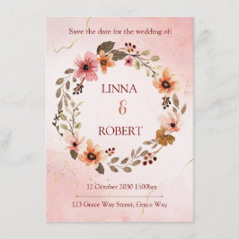 invitación de boda floral acuarela rosa 