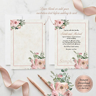 Invitación de boda floral acuarela rosa presupuest