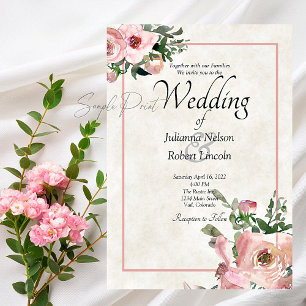Invitación de boda floral acuarela rosa presupuest