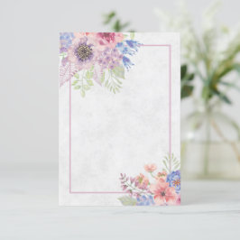 Invitación de boda floral acuarela rosa y azul en 