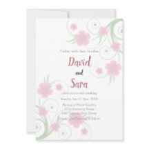 Invitación de boda floral acuarela rosada | Suave