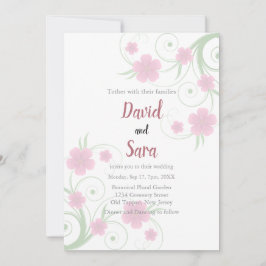 Invitación de boda floral acuarela rosada | Suave