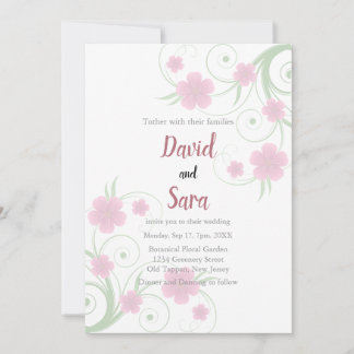 Invitación de boda floral acuarela rosada | Suave