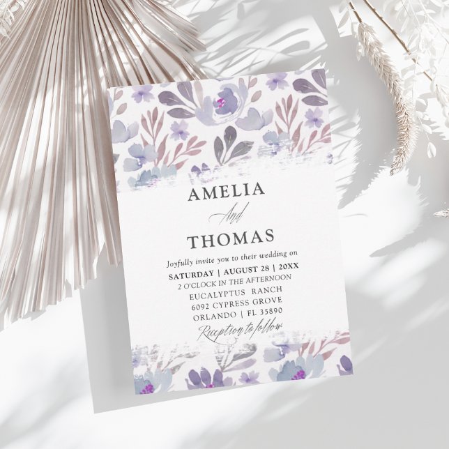 Invitación de boda floral acuarela rústica (Subido por el creador)