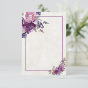 Invitación de boda floral acuarela violeta presupu
