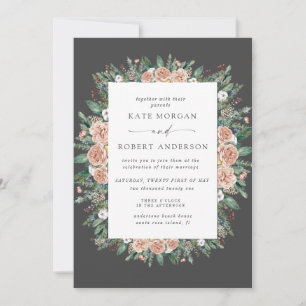 invitación de boda floral acuática de invierno