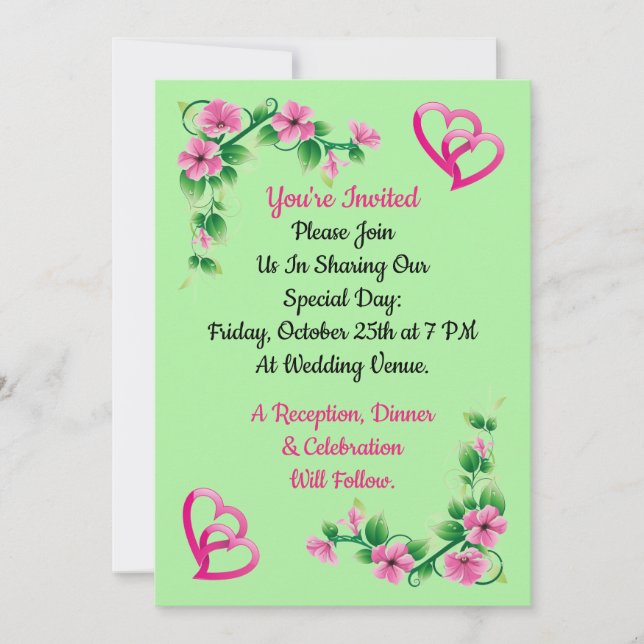 Invitación de Boda Floral Aloha (Anverso)