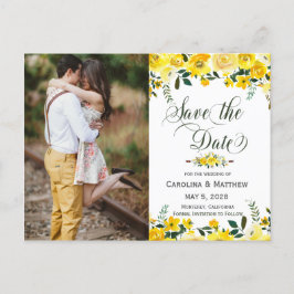 Invitación de boda floral amarilla de verano para