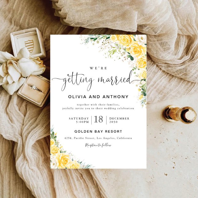 Invitación de boda floral amarilla elegante (Subido por el creador)