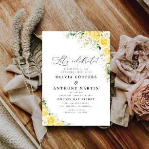 Invitación de boda floral amarilla elegante