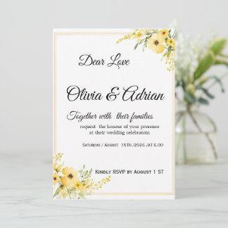 Invitación de boda floral amarilla | Invitación el