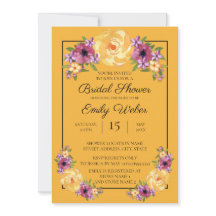 Invitación de boda floral amarillo mostaza