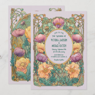 Invitación de boda floral Art Nouveau
