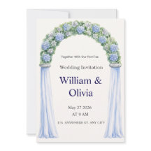 Invitación de boda floral azul