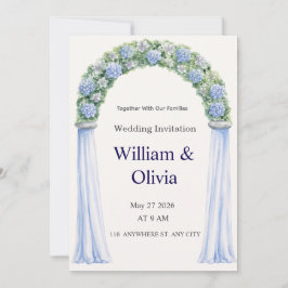 Invitación de boda floral azul