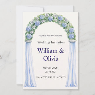 Invitación de boda floral azul