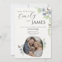 Invitación de Boda Floral Azul