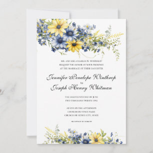 Invitación de boda floral azul de verano de Cape C