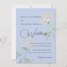 Invitación de boda floral azul polvoriento