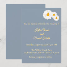 Invitación de boda floral azul polvoriento