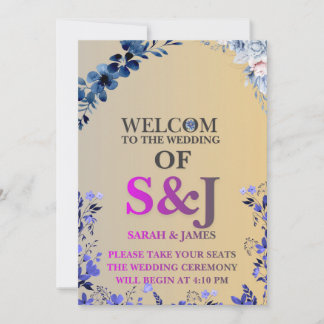 Invitación de boda floral azul polvoriento elegant