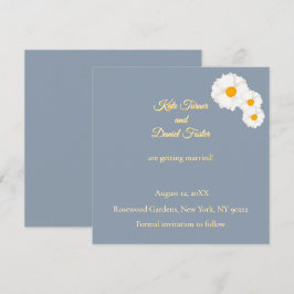 Invitación de boda floral azul polvoriento para gu