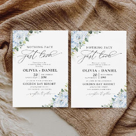 Invitación de boda floral azul romántico