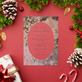 Invitación de boda floral azul y blanco acrílico