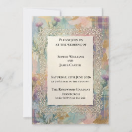 Invitación de boda floral barroca pastel
